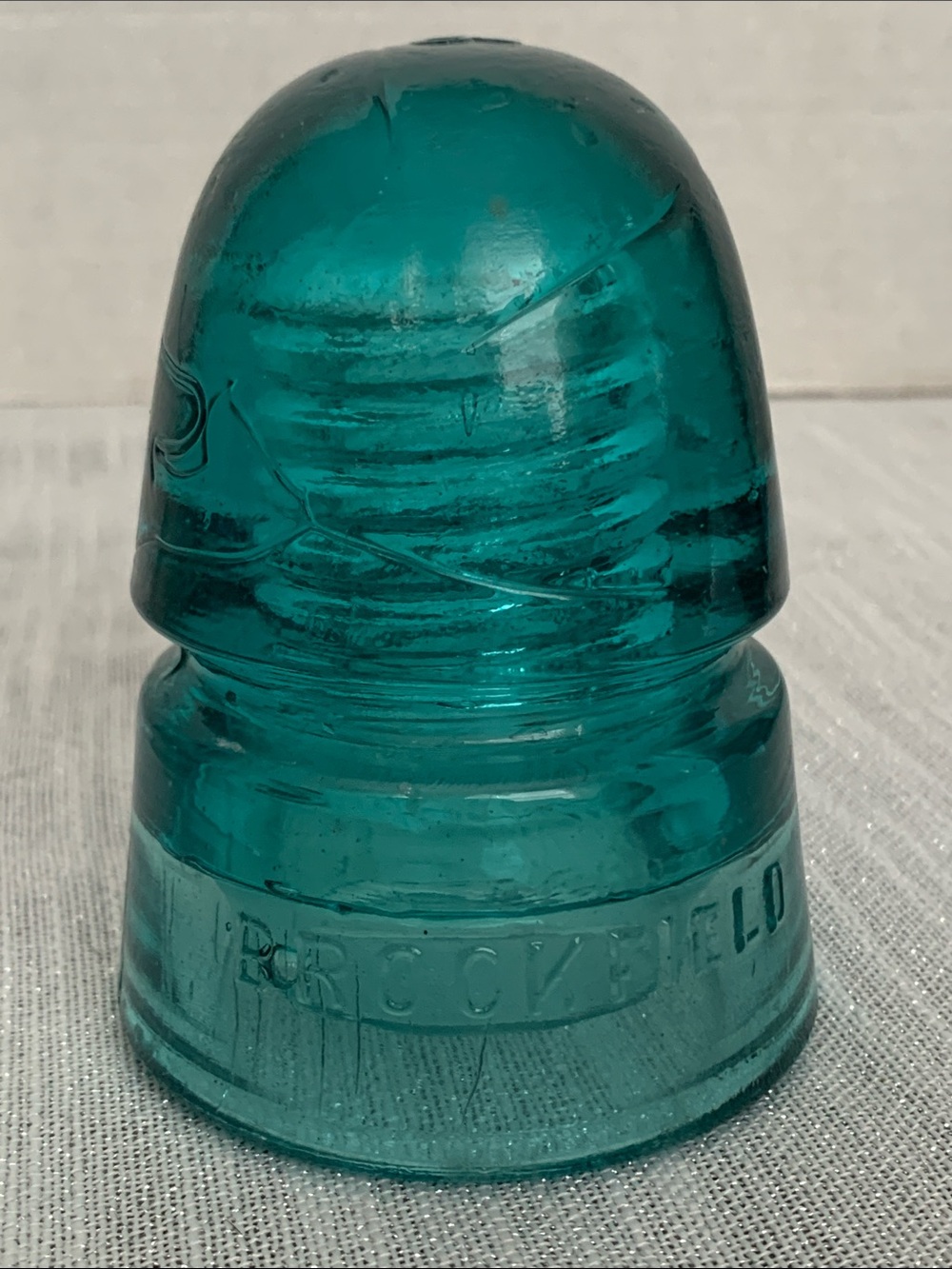 CD 134 PRETTY teal/blue AQUA BROOKFIELD New York SB GLASS INSULATOR